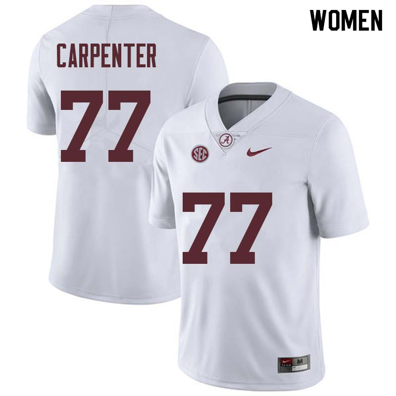 Women #77 James Carpenter Alabama Crimson Tide College Football Jerseys Sale-White